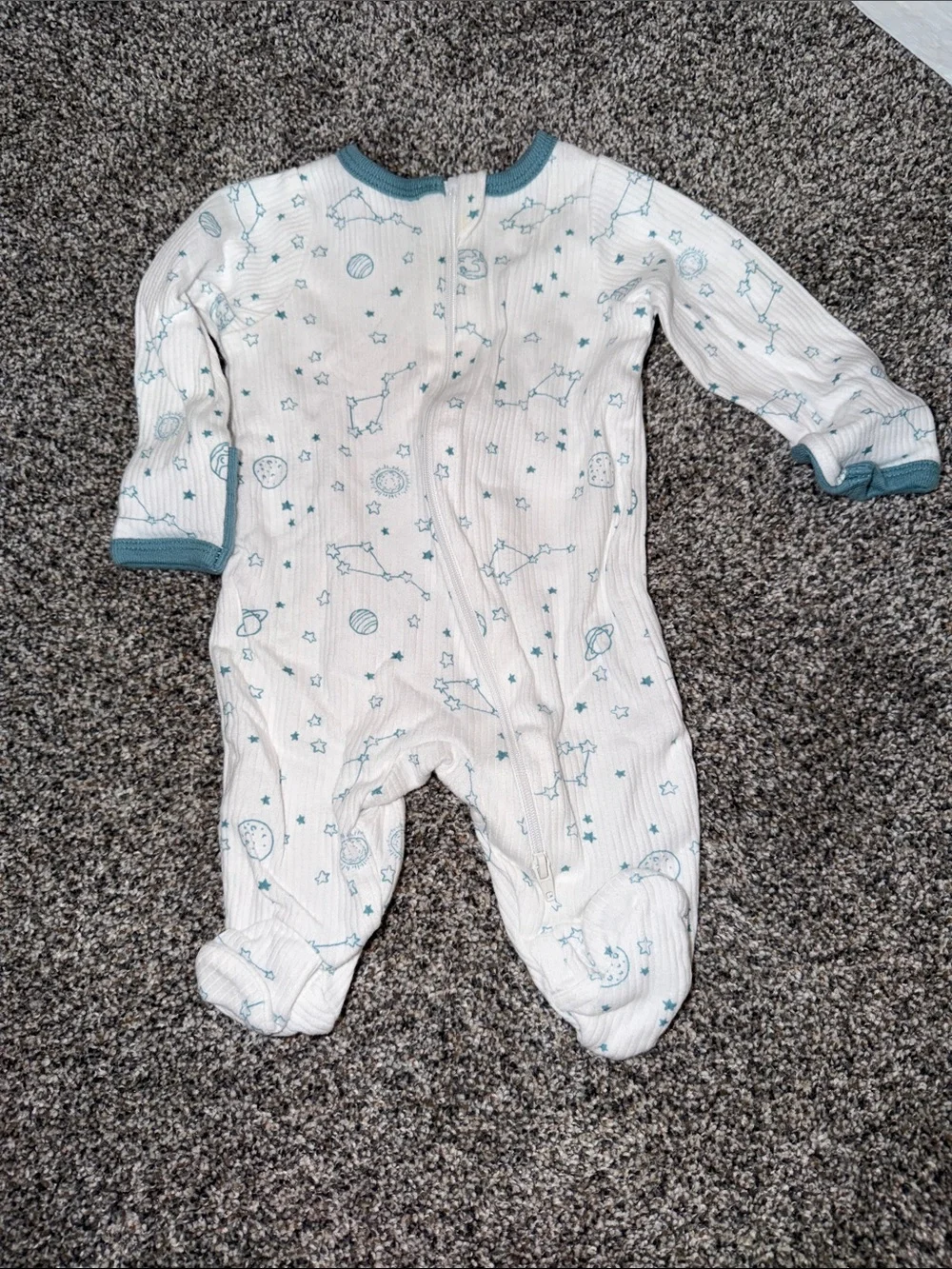 wonder nation White Footed One-Piece with Teal Space Print